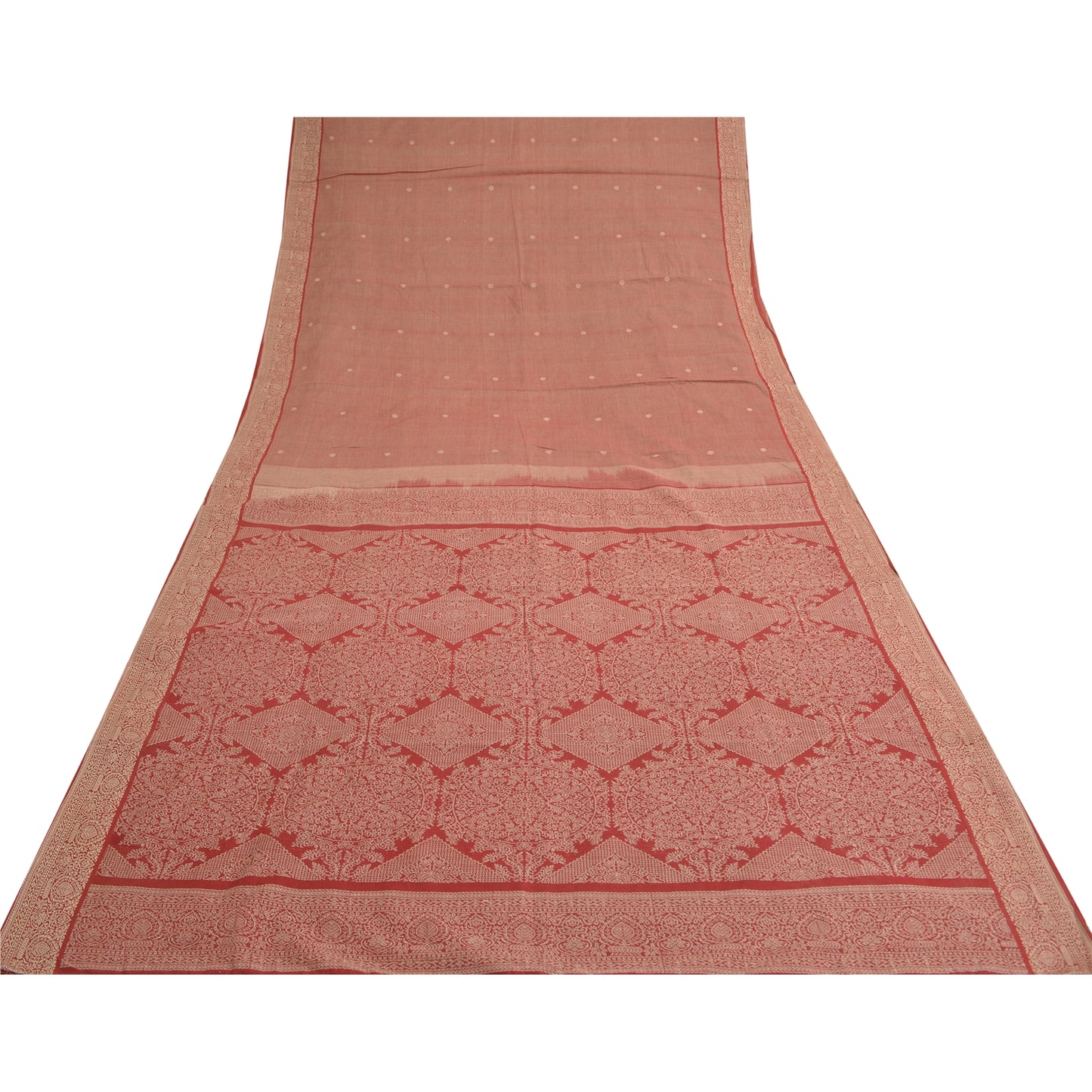 Sanskriti Vintage Dark Red Sarees Blend Cotton Woven Premium Sari Craft Sustainable Fabric