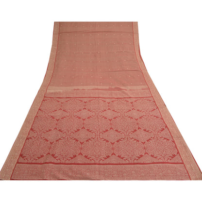 Sanskriti Vintage Dark Red Sarees Blend Cotton Woven Premium Sari Craft Sustainable Fabric