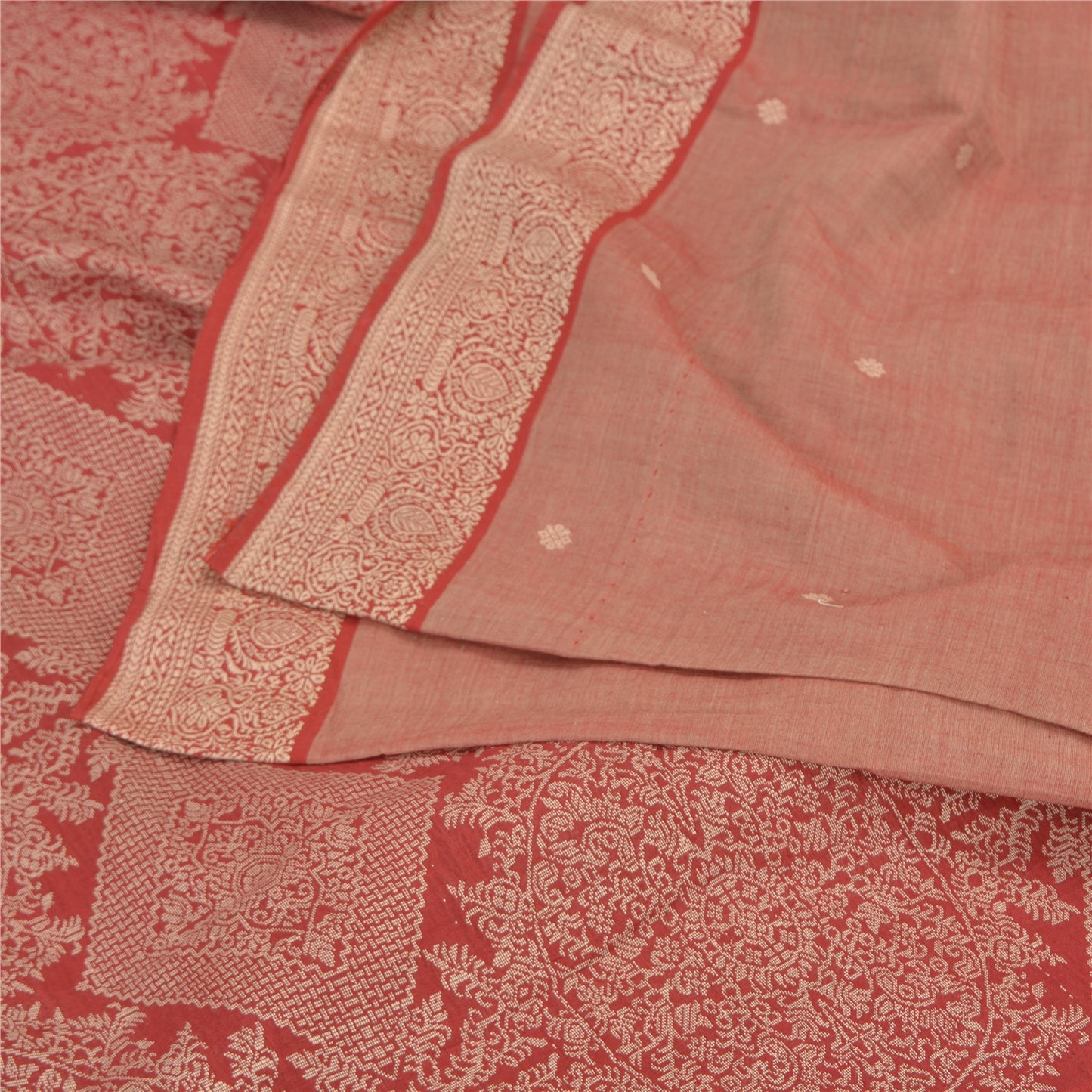 Sanskriti Vintage Dark Red Sarees Blend Cotton Woven Premium Sari Craft Sustainable Fabric