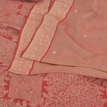 Sanskriti Vintage Dark Red Sarees Blend Cotton Woven Premium Sari Craft Sustainable Fabric