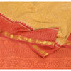 Sanskriti Vintage Red/Yellow Sarees Cotton Silk Block Printed Ethnic Sari Fabric