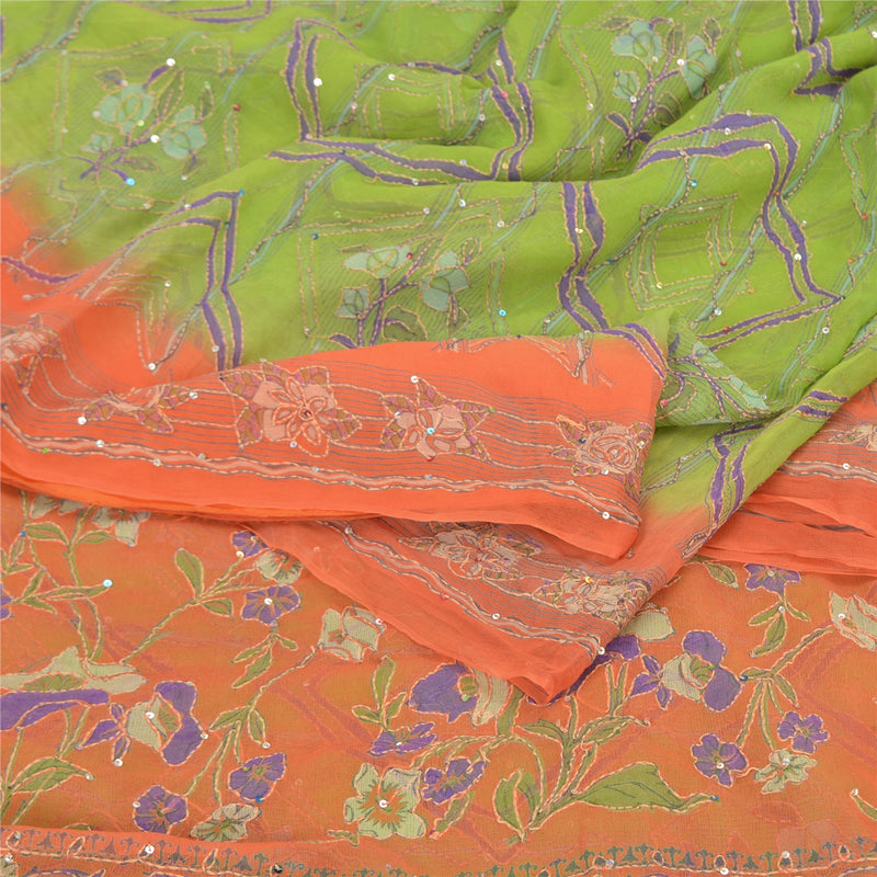 Sanskriti Vintage Sarees Pure Georgette Silk Hand Beaded Kantha Sari Sustainable Fabric