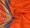 Sanskriti Vintage Orange/Blue Sarees 100% Pure Silk Hand Woven Sari Craft Sustainable Fabric