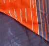 Sanskriti Vintage Orange/Blue Sarees 100% Pure Silk Hand Woven Sari Craft Sustainable Fabric