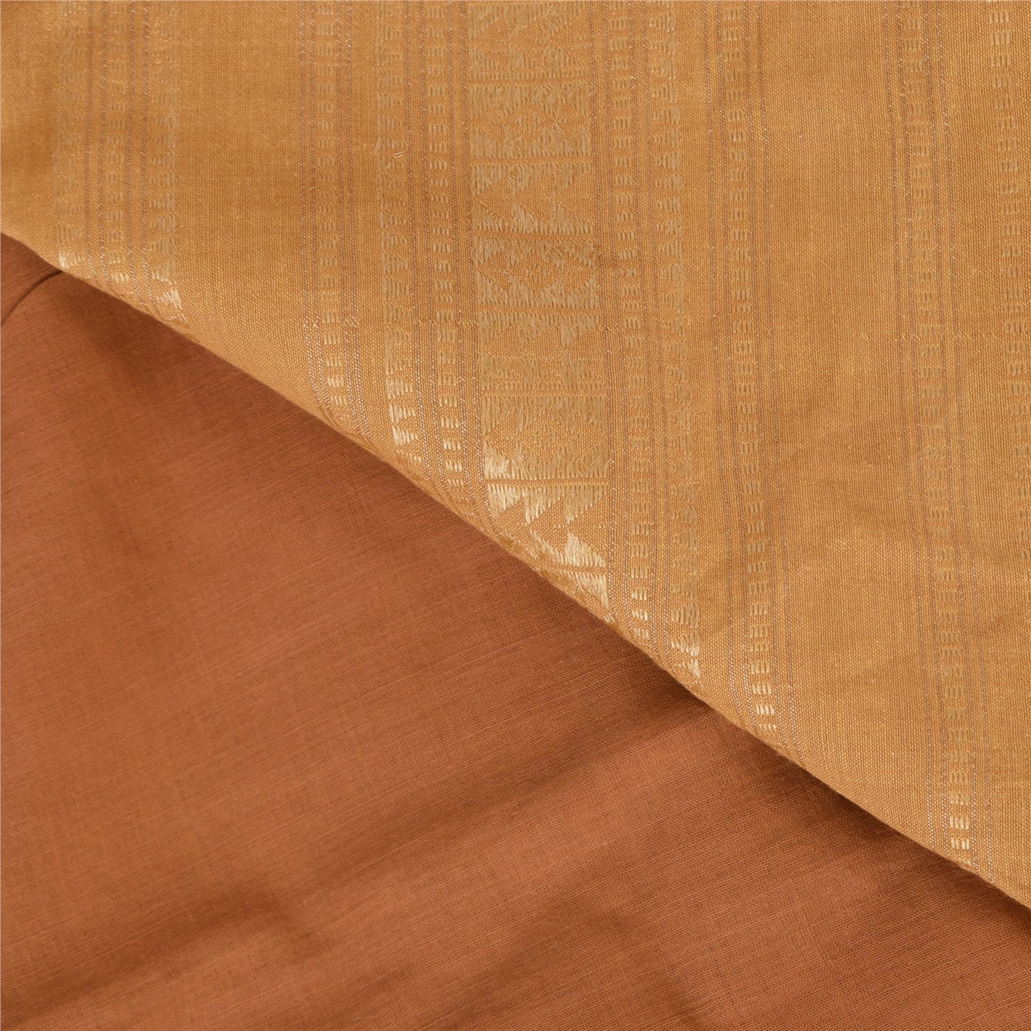 Sanskriti Vintage Indian Mustard/Brown Sarees Pure Cotton Woven Sari 5yd Sustainable Fabric