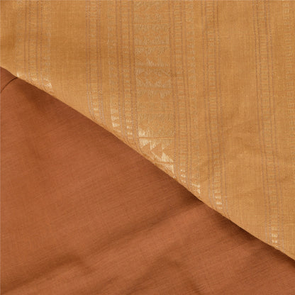 Sanskriti Vintage Indian Mustard/Brown Sarees Pure Cotton Woven Sari 5yd Sustainable Fabric