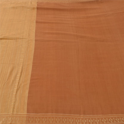 Sanskriti Vintage Indian Mustard/Brown Sarees Pure Cotton Woven Sari 5yd Sustainable Fabric