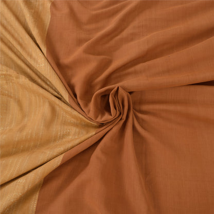 Sanskriti Vintage Indian Mustard/Brown Sarees Pure Cotton Woven Sari 5yd Sustainable Fabric