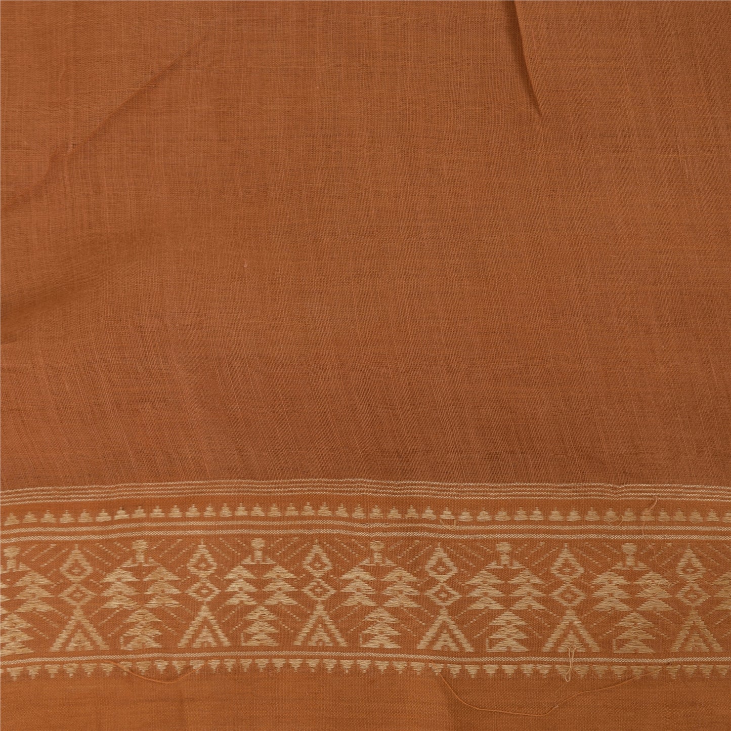 Sanskriti Vintage Indian Mustard/Brown Sarees Pure Cotton Woven Sari 5yd Sustainable Fabric