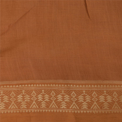 Sanskriti Vintage Indian Mustard/Brown Sarees Pure Cotton Woven Sari 5yd Sustainable Fabric