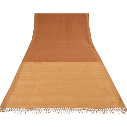 Sanskriti Vintage Indian Mustard/Brown Sarees Pure Cotton Woven Sari 5yd Sustainable Fabric