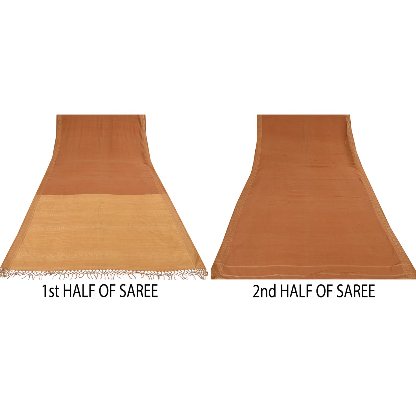 Sanskriti Vintage Indian Mustard/Brown Sarees Pure Cotton Woven Sari 5yd Sustainable Fabric