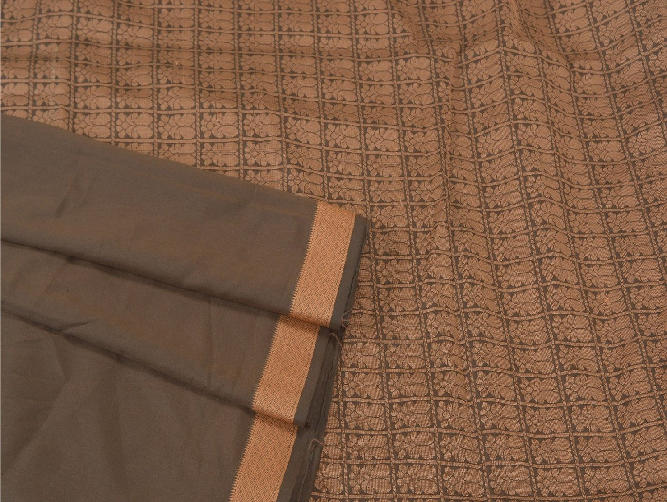 Санскритские винтажные коричневые индийские сари из искусственного шелка, тканые премиальные сари из экологически чистой ткани