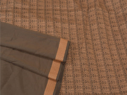 Санскритские винтажные коричневые индийские сари из искусственного шелка, тканые премиальные сари из экологически чистой ткани