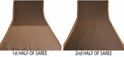 Санскритские винтажные коричневые индийские сари из искусственного шелка, тканые премиальные сари из экологически чистой ткани