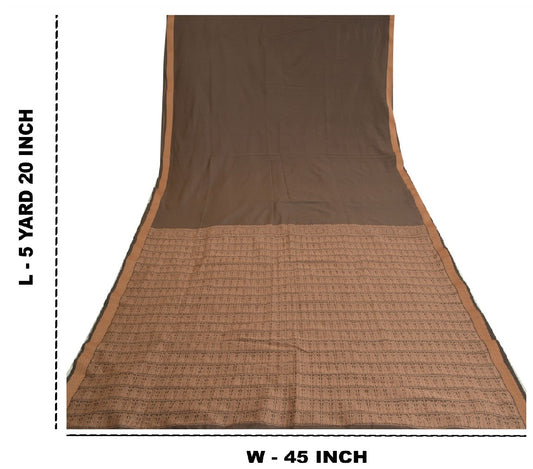 Sanskriti Vintage Brown Indian Sarees Art Silk Woven Premium Sari Craft Sustainable Fabric