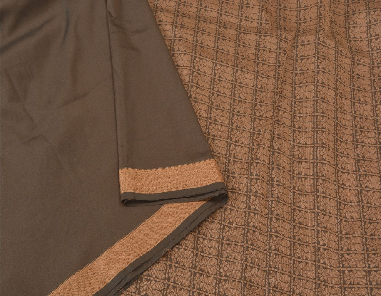 Санскритские винтажные коричневые индийские сари из искусственного шелка, тканые премиальные сари из экологически чистой ткани