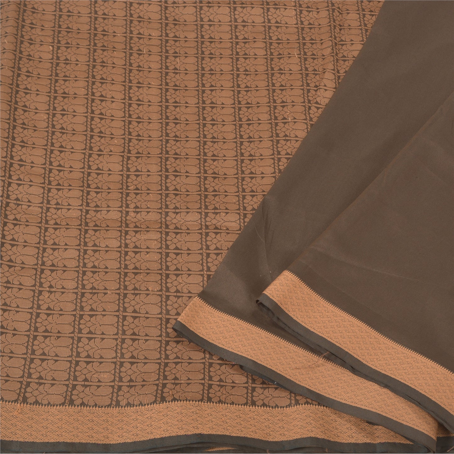 Санскритские винтажные коричневые индийские сари из искусственного шелка, тканые премиальные сари из экологически чистой ткани