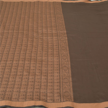 Санскритские винтажные коричневые индийские сари из искусственного шелка, тканые премиальные сари из экологически чистой ткани