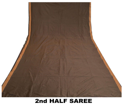 Санскритские винтажные коричневые индийские сари из искусственного шелка, тканые премиальные сари из экологически чистой ткани
