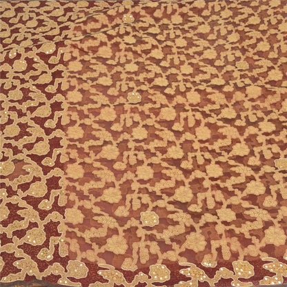 Sanskriti Vintage Dark Red Sarees Pure Organza Silk Woven Embroidery Sari Fabric