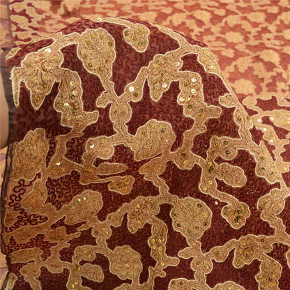 Sanskriti Vintage Dark Red Sarees Pure Organza Silk Woven Embroidery Sari Fabric