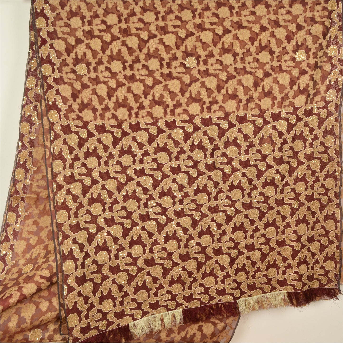 Sanskriti Vintage Dark Red Sarees Pure Organza Silk Woven Embroidery Sari Fabric