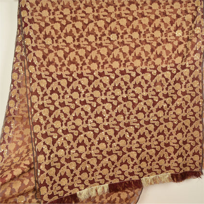 Sanskriti Vintage Dark Red Sarees Pure Organza Silk Woven Embroidery Sari Fabric