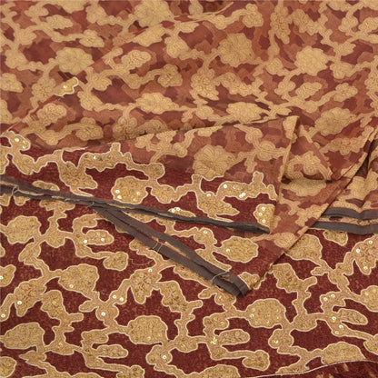 Sanskriti Vintage Dark Red Sarees Pure Organza Silk Woven Embroidery Sari Fabric