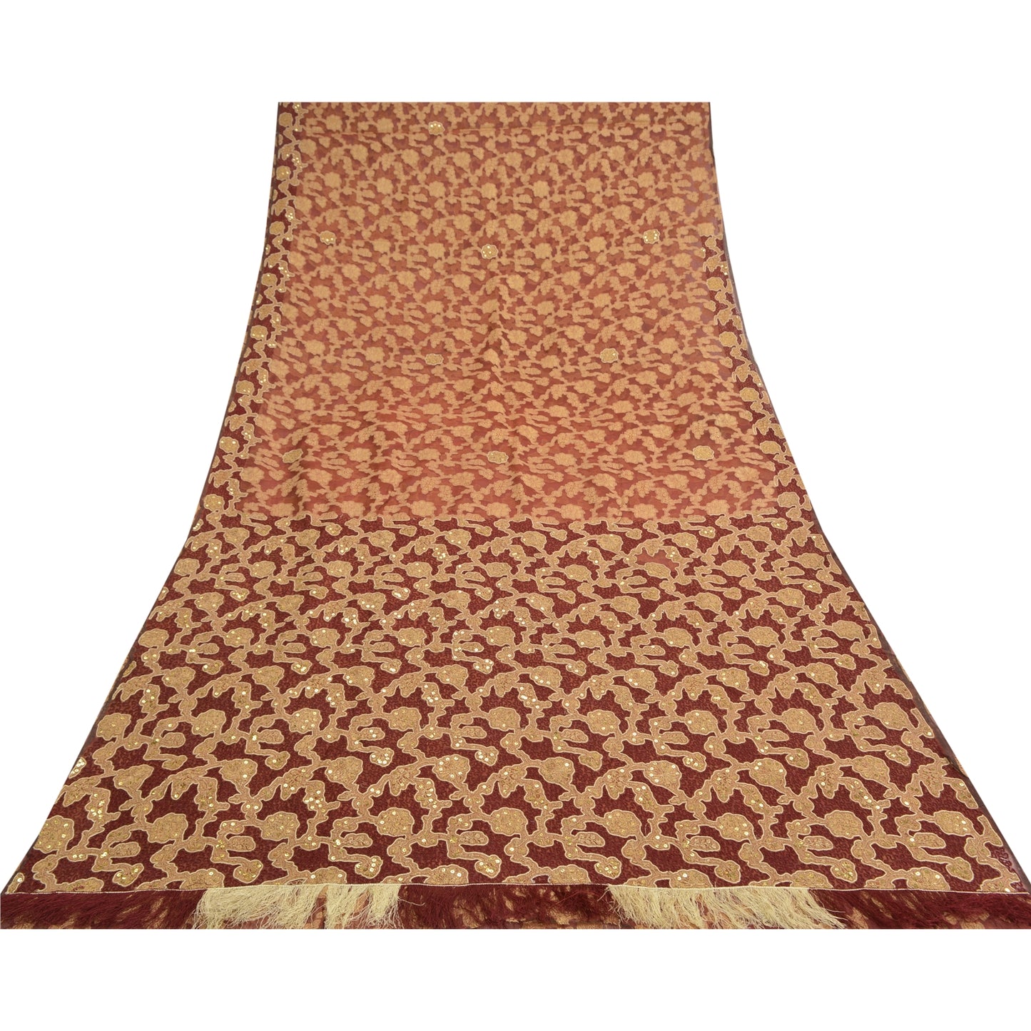 Sanskriti Vintage Dark Red Sarees Pure Organza Silk Woven Embroidery Sari Fabric