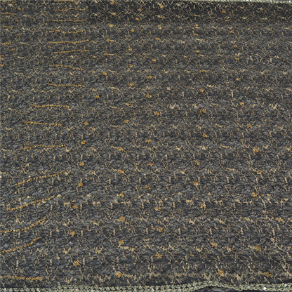 Sanskriti Vintage Hand Beaded Woven Net Mesh Saree Black Sari India Craft Fabric
