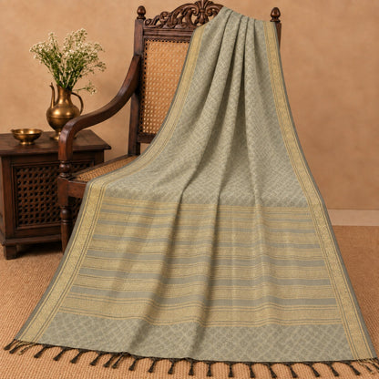 Sanskriti Vintage Woven Art Silk Saree Grey Sari 6Yd Craft Fabric Traditional