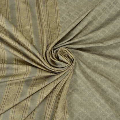 Sanskriti Vintage Woven Art Silk Saree Grey Sari 6Yd Craft Fabric Traditional