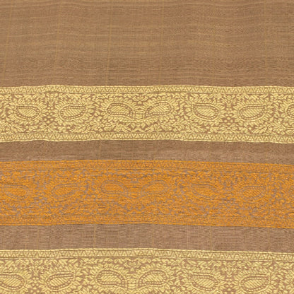 Sanskriti Vintage Brown Sarees 100% Pure Silk Woven Premium Sari Craft Sustainable Fabric
