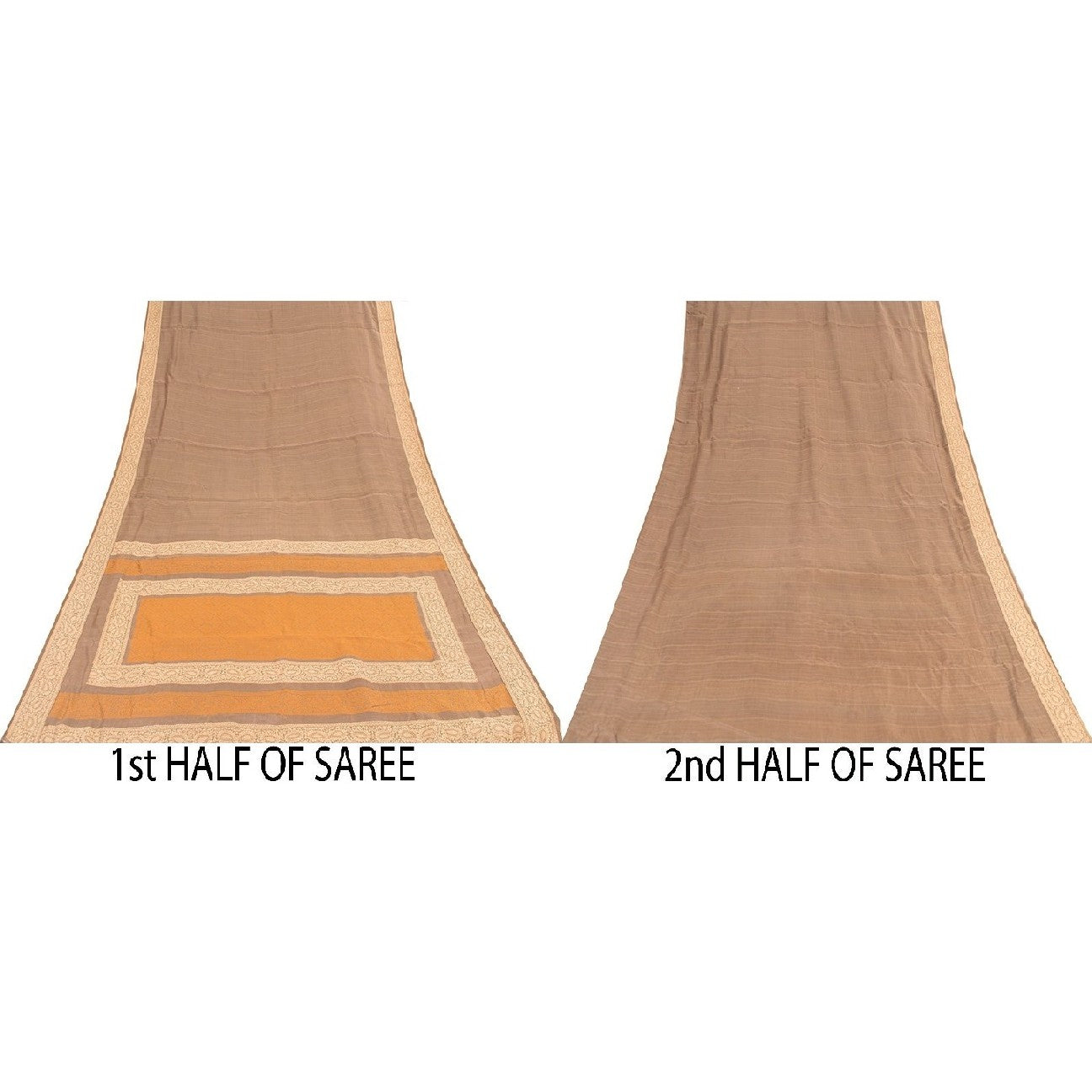 Sanskriti Vintage Brown Sarees 100% Pure Silk Woven Premium Sari Craft Sustainable Fabric