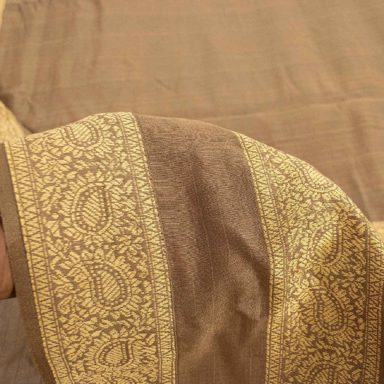 Sanskriti Vintage Brown Sarees 100% Pure Silk Woven Premium Sari Craft Sustainable Fabric