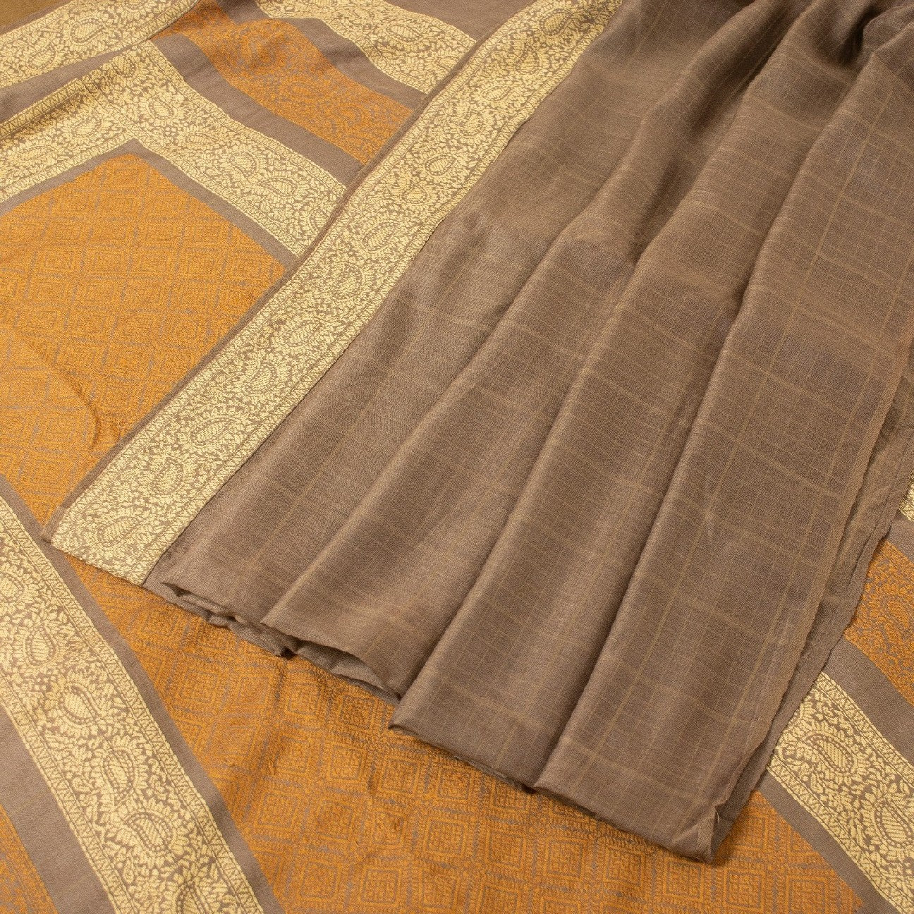 Sanskriti Vintage Brown Sarees 100% Pure Silk Woven Premium Sari Craft Sustainable Fabric
