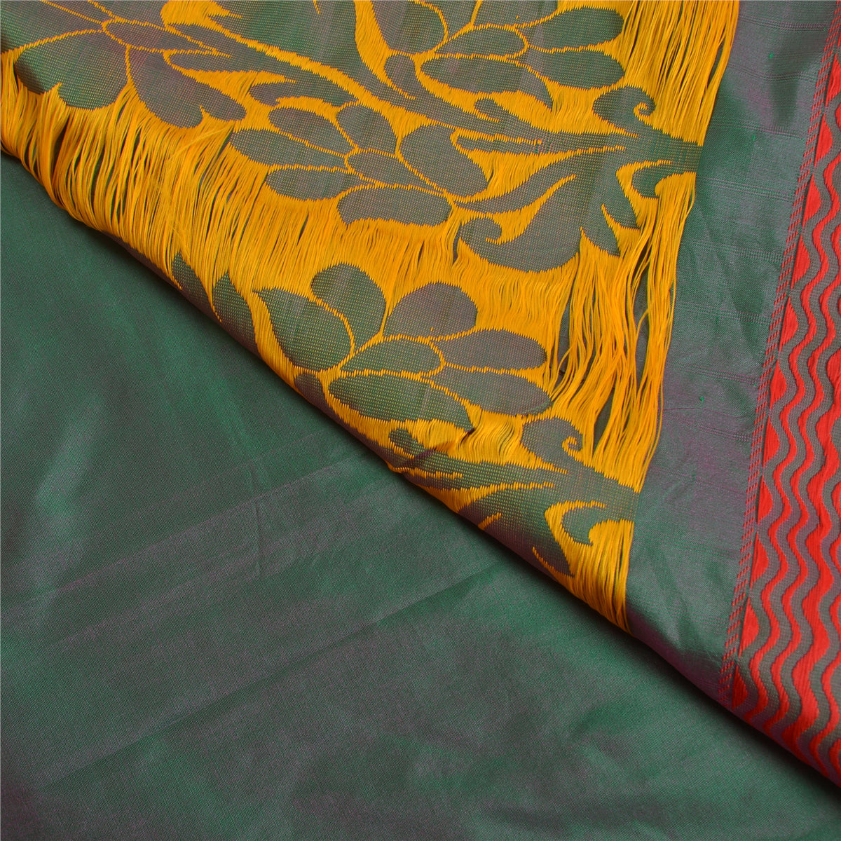 Sanskriti Vintage Tant Jacquard Woven Art Silk Saree Green Sari 5Yd Craft Fabric