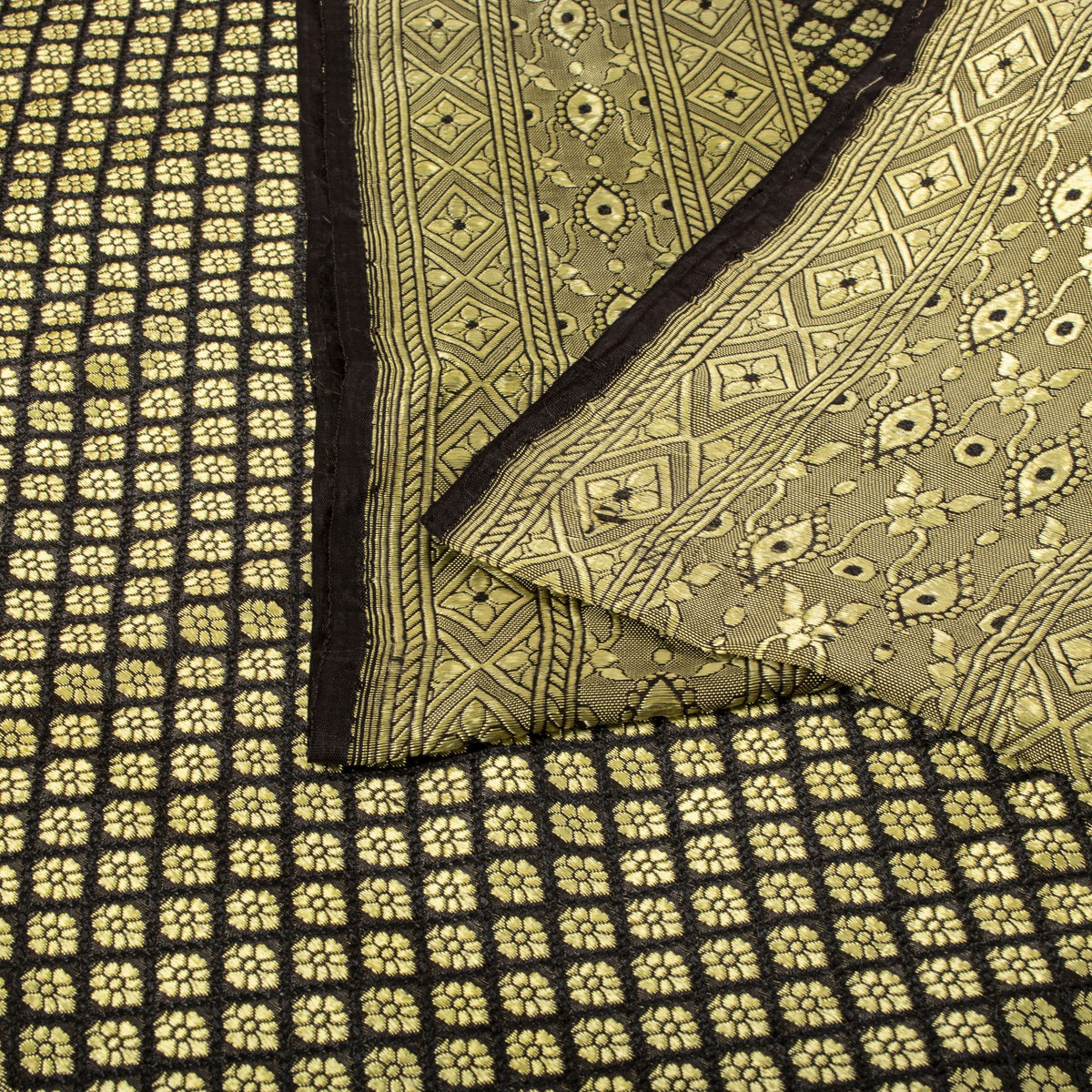Sanskriti Vintage Brocade Woven Blend Silk Saree Brown Sari 5 Yard Craft Fabric