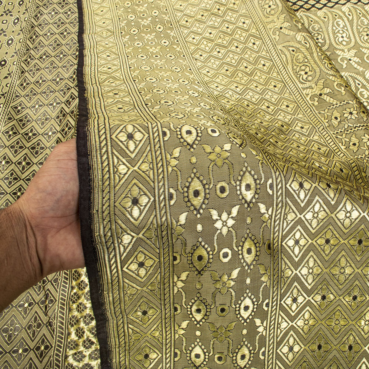 Sanskriti Vintage Brocade Woven Blend Silk Saree Brown Sari 5 Yard Craft Fabric