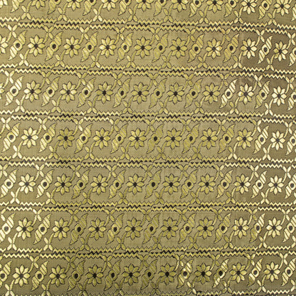 Sanskriti Vintage Brocade Woven Blend Silk Saree Brown Sari 5 Yard Craft Fabric