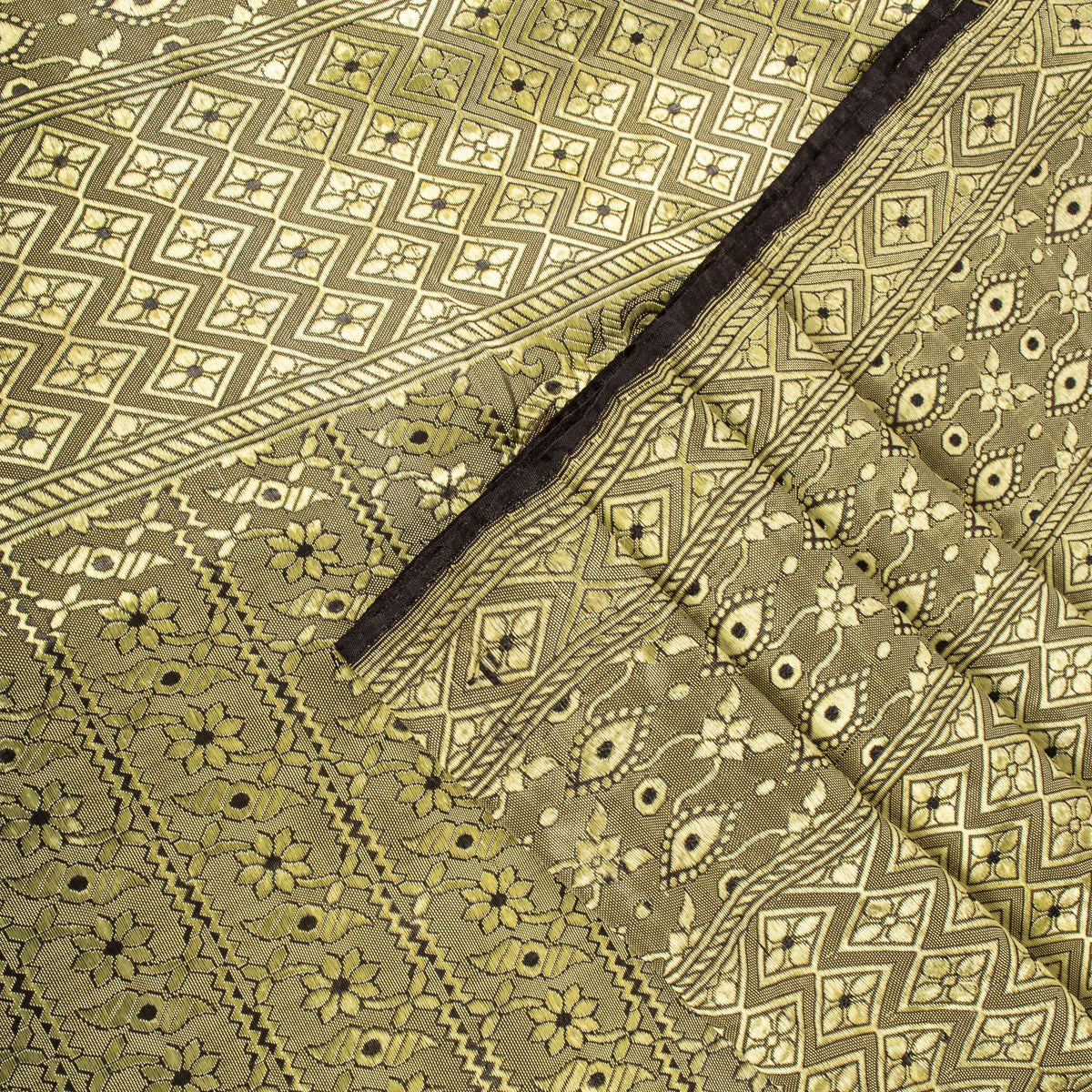Sanskriti Vintage Brocade Woven Blend Silk Saree Brown Sari 5 Yard Craft Fabric