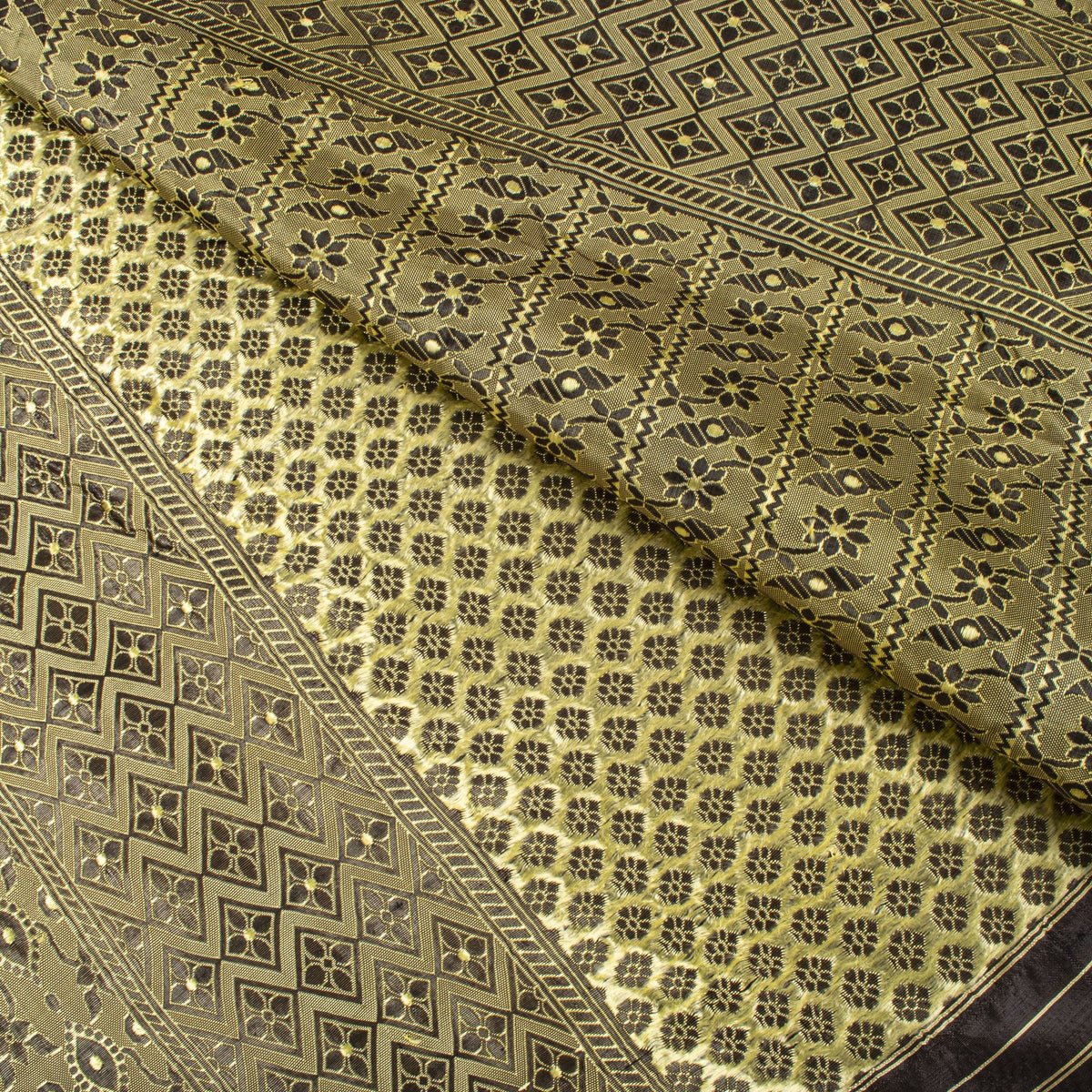 Sanskriti Vintage Brocade Woven Blend Silk Saree Brown Sari 5 Yard Craft Fabric