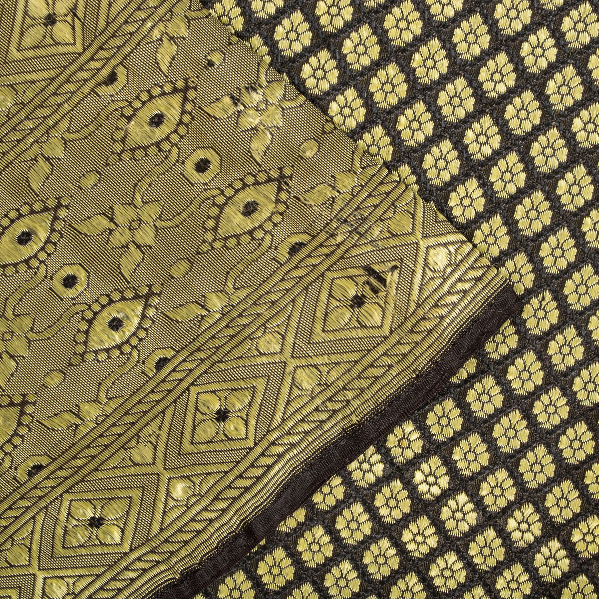 Sanskriti Vintage Brocade Woven Blend Silk Saree Brown Sari 5 Yard Craft Fabric