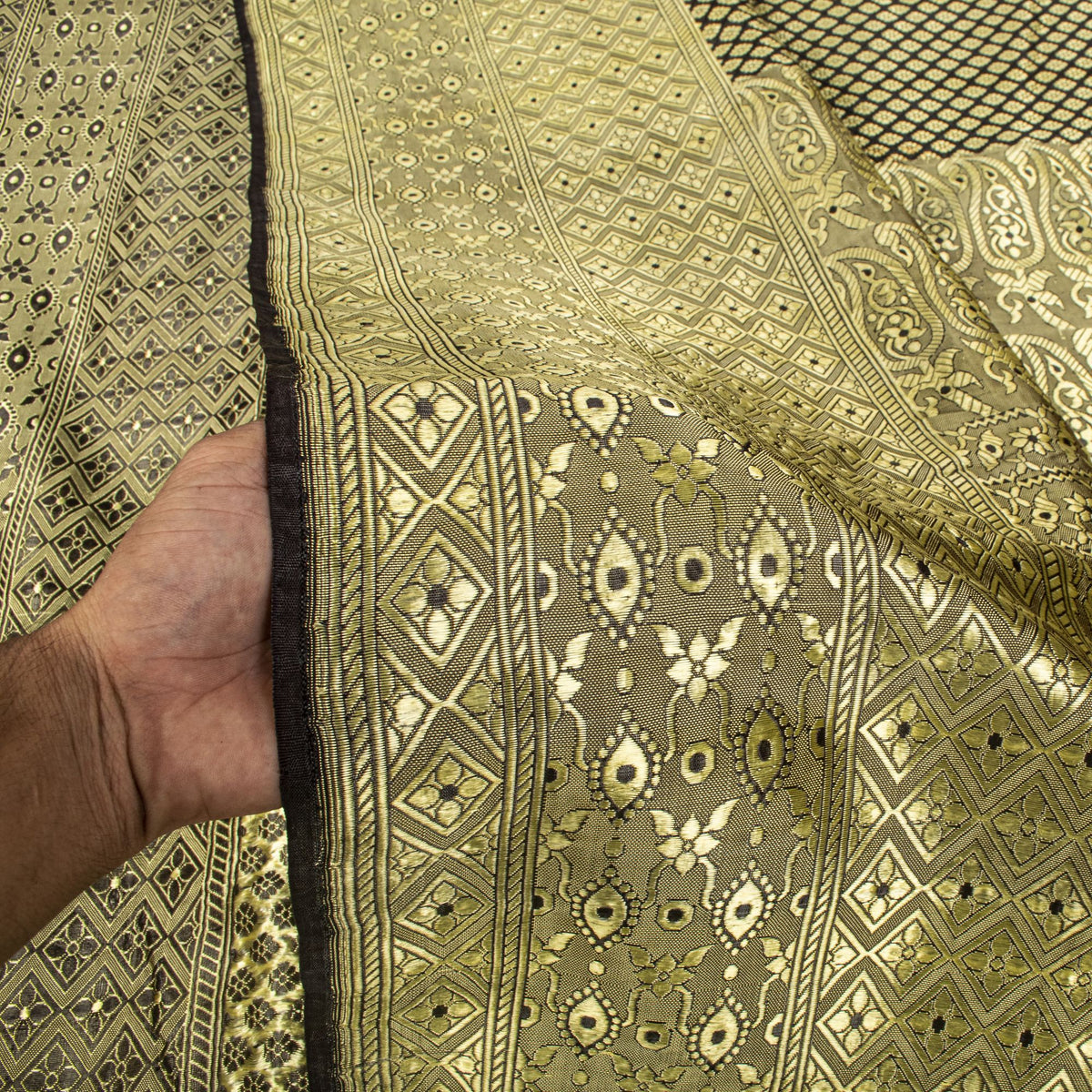 Sanskriti Vintage Brocade Woven Blend Silk Saree Brown Sari 5 Yard Craft Fabric