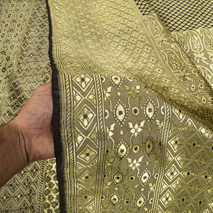 Sanskriti Vintage Brocade Woven Blend Silk Saree Brown Sari 5 Yard Craft Fabric