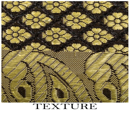 Sanskriti Vintage Brocade Woven Blend Silk Saree Brown Sari 5 Yard Craft Fabric