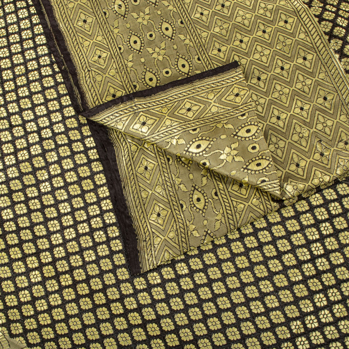 Sanskriti Vintage Brocade Woven Blend Silk Saree Brown Sari 5 Yard Craft Fabric