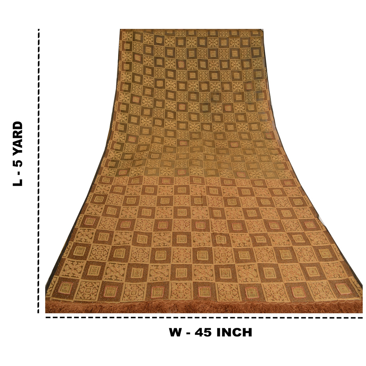 Sanskriti Vintage Hand Beaded-Woven Pure Organza Silk Saree Green Sari Fabric