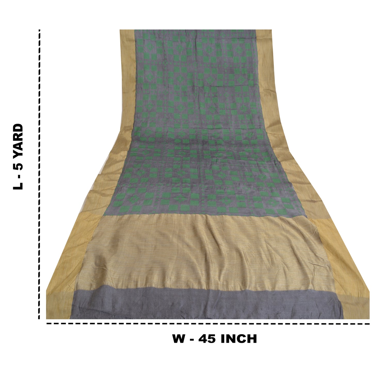 Sanskriti Vintage Grey Sarees 100% Pure Silk Woven Sari Craft 5 Yard Soft Fabric